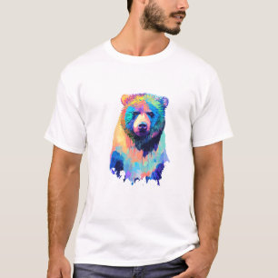 Camiseta Urso Grizzly Selvagem Cores de Florestas Animais