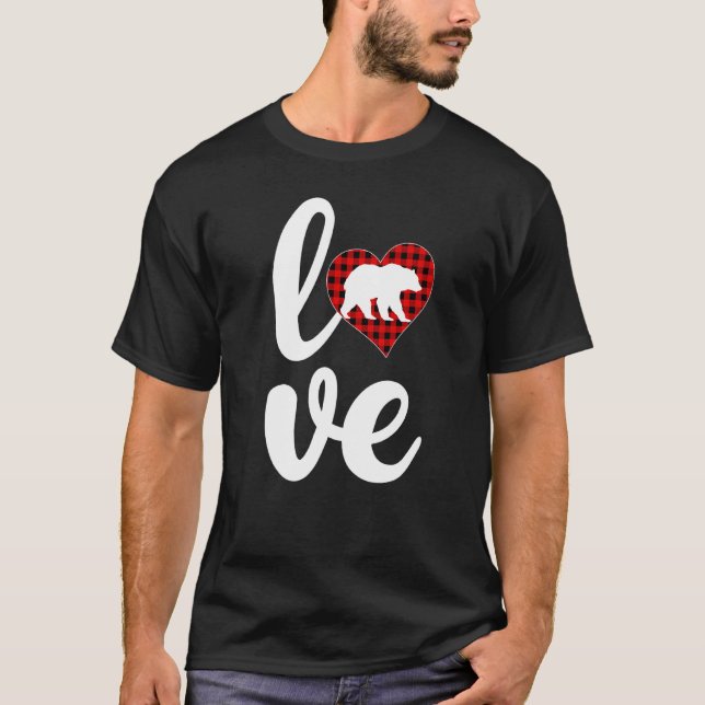 Camiseta Urso Grizzly Xadrez Búfalo Amor Urso Cinza Valen (Frente)