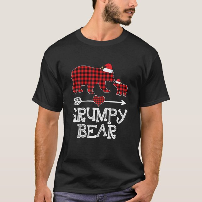 Camiseta Urso Grumpy, Urso Xadrez Vermelho Búfalo Grumpy Pa (Frente)