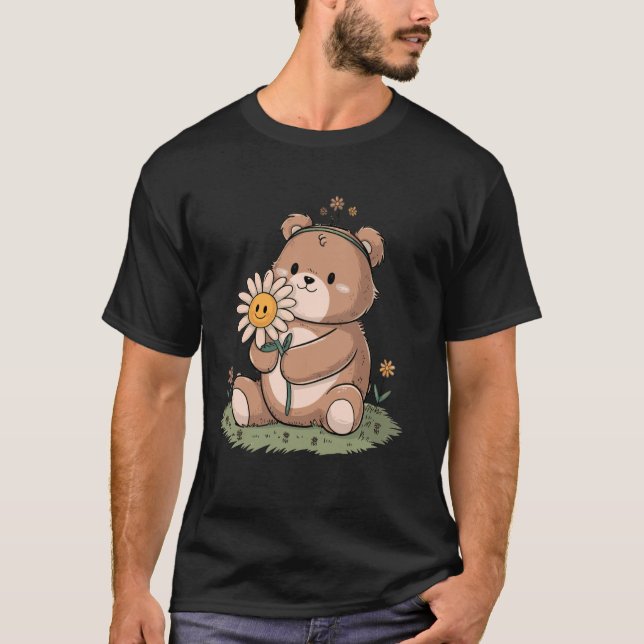 Camiseta Urso Hippie Fofo com Arte do Sol (Frente)