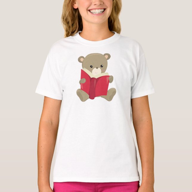 Camiseta Urso Indo Para A Escola, Urso Bonito, Urso Castanh (Frente)
