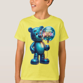 Camiseta Urso Inflável com um Balão, Feliz Aniversário, b