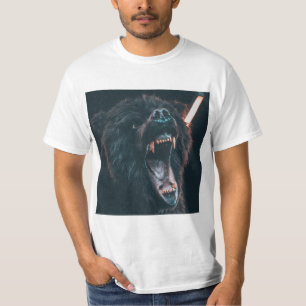 Camiseta Urso Irritado Dente Urso Negro