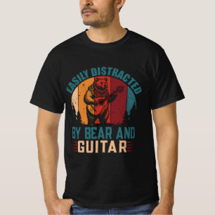 Camiseta Urso Jogando Bass Retro Guitarrista Urso