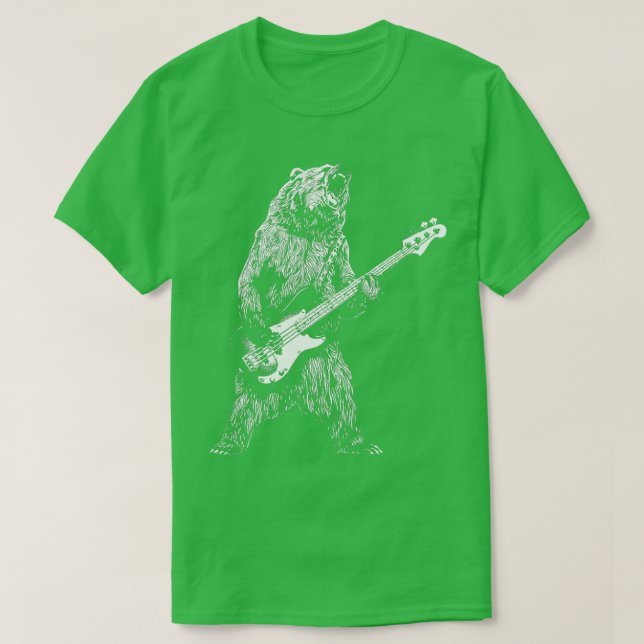 Camiseta Urso Jogando Violão de Baixo para Homens Brincando (Frente do Design)