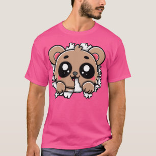 Camiseta Urso Kawaii Mastigando