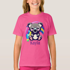 Camiseta Urso Koala Personalizado e Arco-íris
