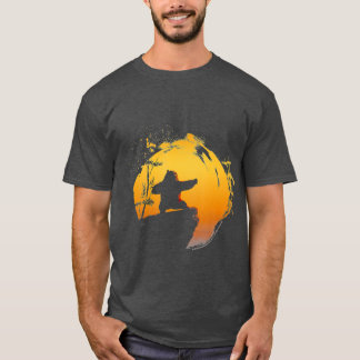 Camiseta Urso Kung Fu Poai Chi Silhueta do pôr do sol menin