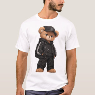 Camiseta Urso Legal em Ilustração de Capuz e Boné Streetwea