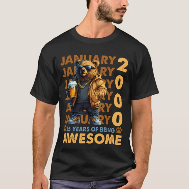 Camiseta Urso Legal Incrível De 25 Anos Desde Janeiro De 20 (Frente)