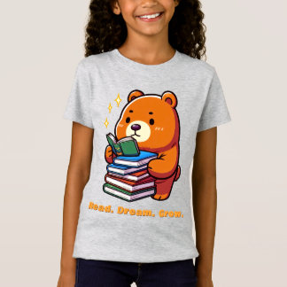 Camiseta Urso Leitor Fofo com Livros Kawaii
