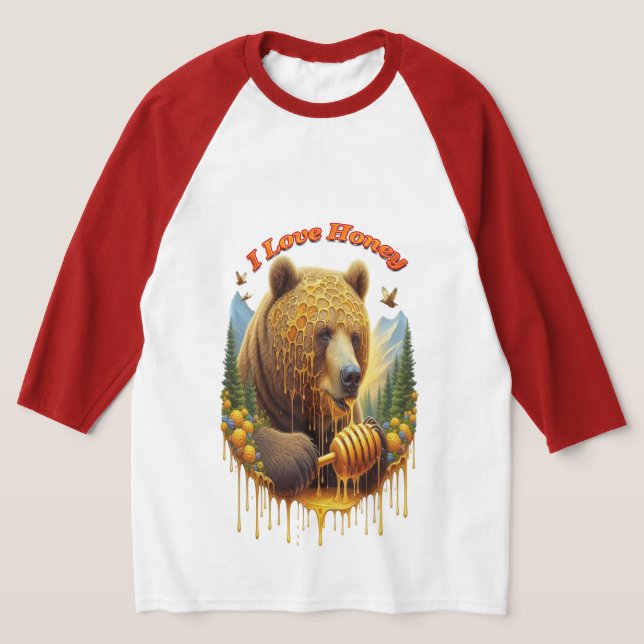 Camiseta Urso majestoso se engajando em mel encantador (Postura )
