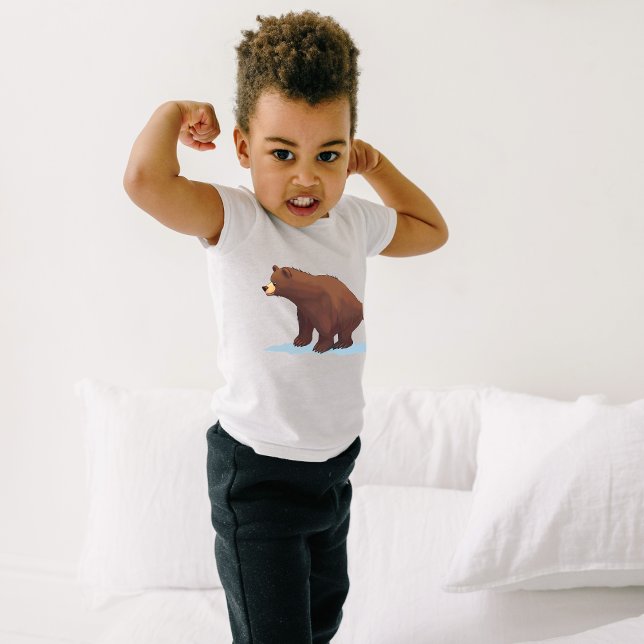 Camiseta Urso marrom andando na neve (Criador carregado)