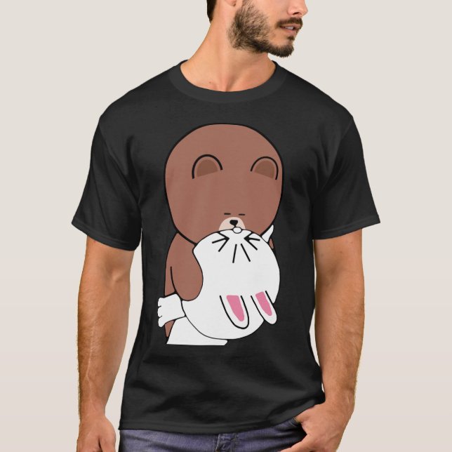 Camiseta Urso Marrom Bonito Cony Coelho Beijo   (Frente)