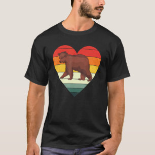 Camiseta Urso-Marrom Retro Coração Animal