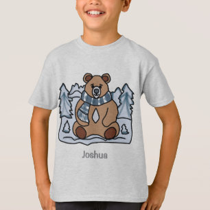 Camiseta Urso Minimalista na Terra da Neve de inverno   eng