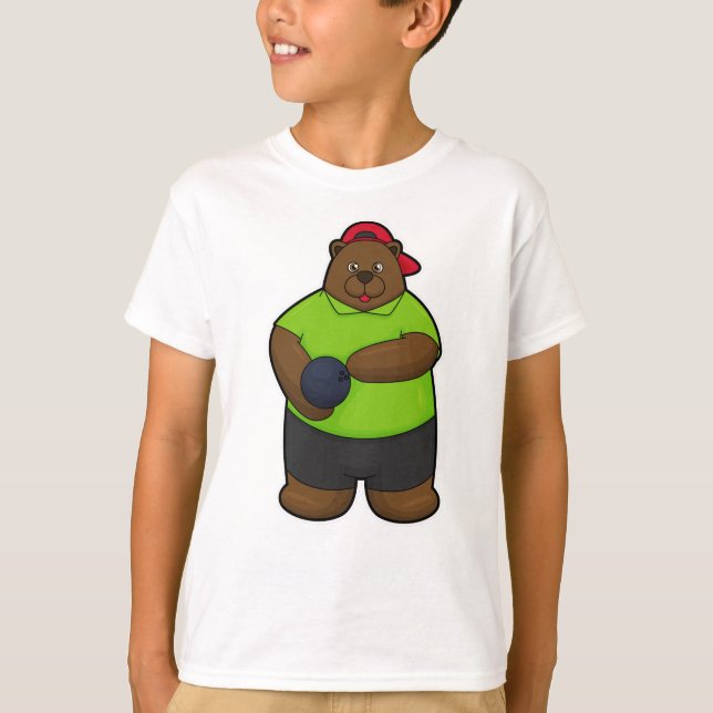 Camiseta Urso na Boliche com Bola de boliche (Frente)