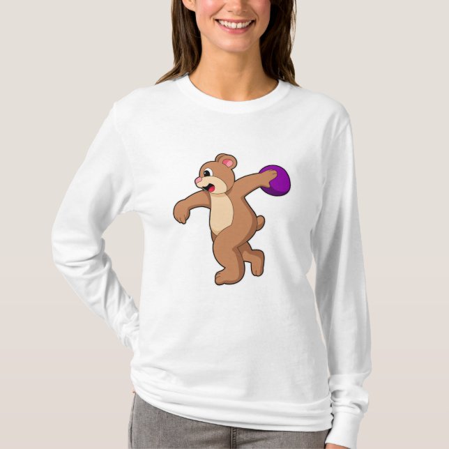 Camiseta Urso na Boliche com Bola de boliche (Frente)
