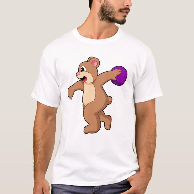 Camiseta Urso na Boliche com Bola de boliche (Frente)
