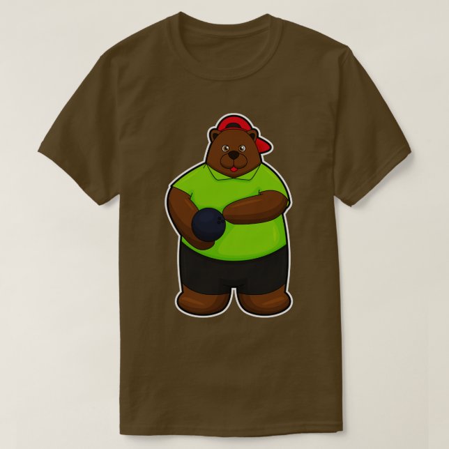 Camiseta Urso na Boliche com Bola de boliche (Frente do Design)
