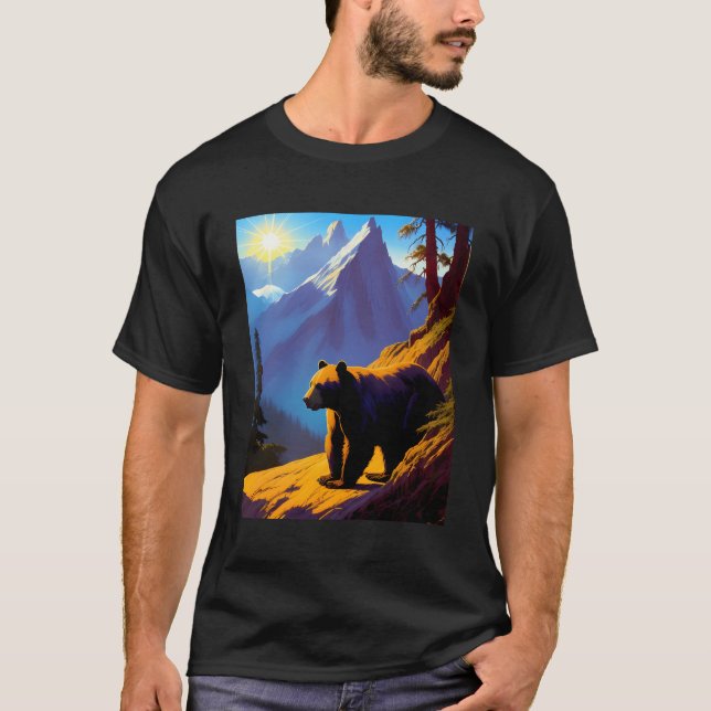 Camiseta Urso Na Manhã Da Montanha (Frente)
