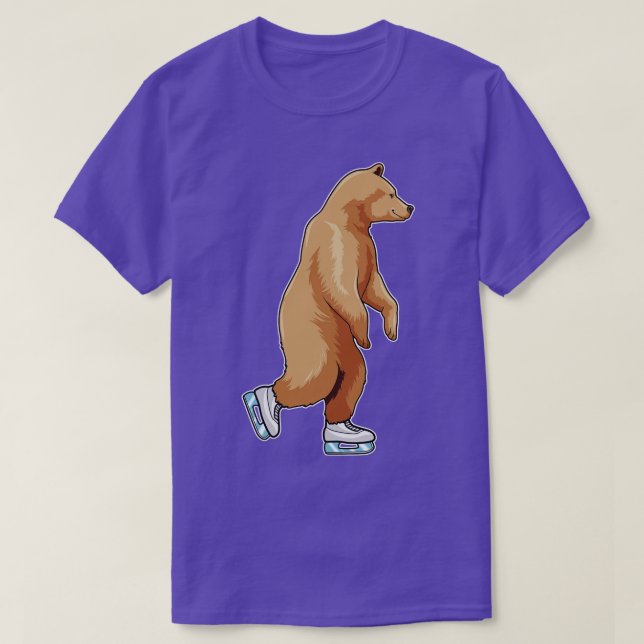 Camiseta Urso na patinação de gelo com skates de gelo (Frente do Design)