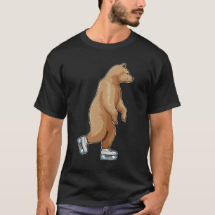 Camiseta Urso na patinação de gelo com skates de gelo