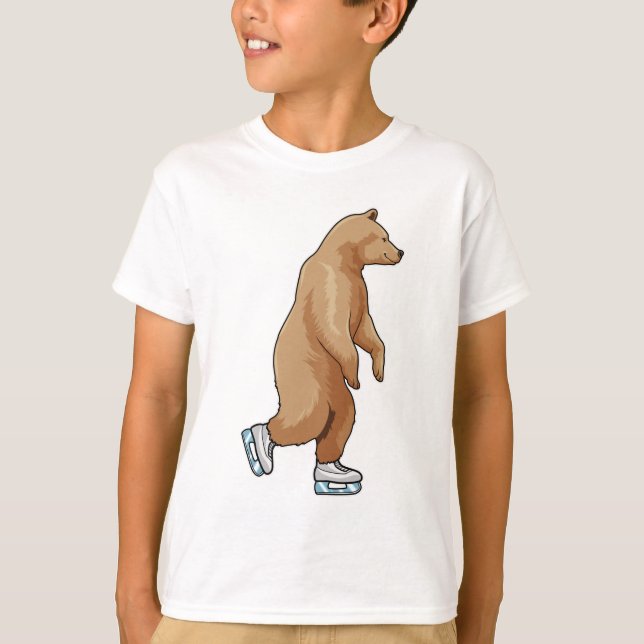 Camiseta Urso na patinação de gelo com skates de gelo (Frente)