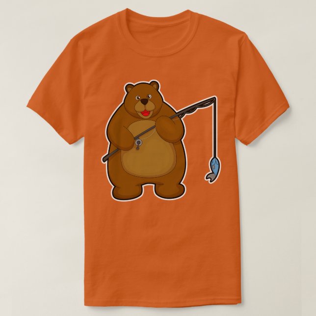 Camiseta Urso na pesca com lata de pesca (Frente do Design)