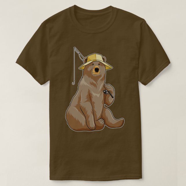 Camiseta Urso na pesca com vara de pesca (Frente do Design)