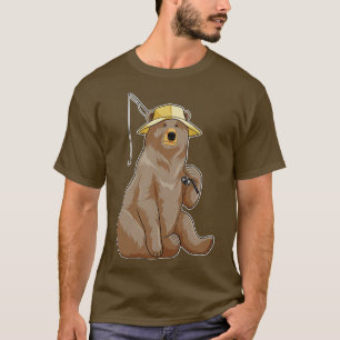 Camiseta Urso na pesca com vara de pesca