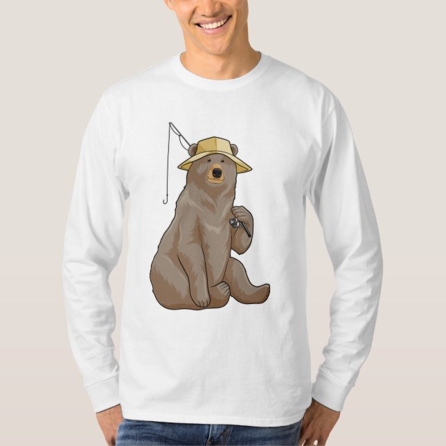 Camiseta Urso na pesca com vara de pesca (Frente)
