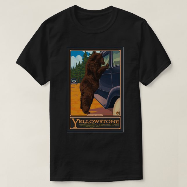 Camiseta Urso Nacional do Parque Vintage Yellowstone (Frente do Design)