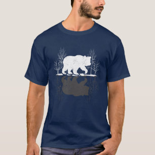 Camiseta Urso-Natureza Árvores-Pés-Pés-Pão-Marrom Floresta