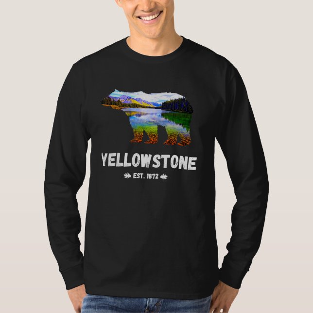 Camiseta Urso Negro com paisagem no Parque Nacional Yellows (Frente)