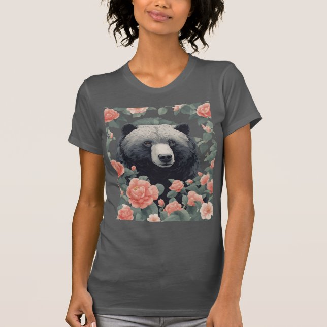 Camiseta Urso Negro do Alabama, bonito cercado por Camellia (Frente)
