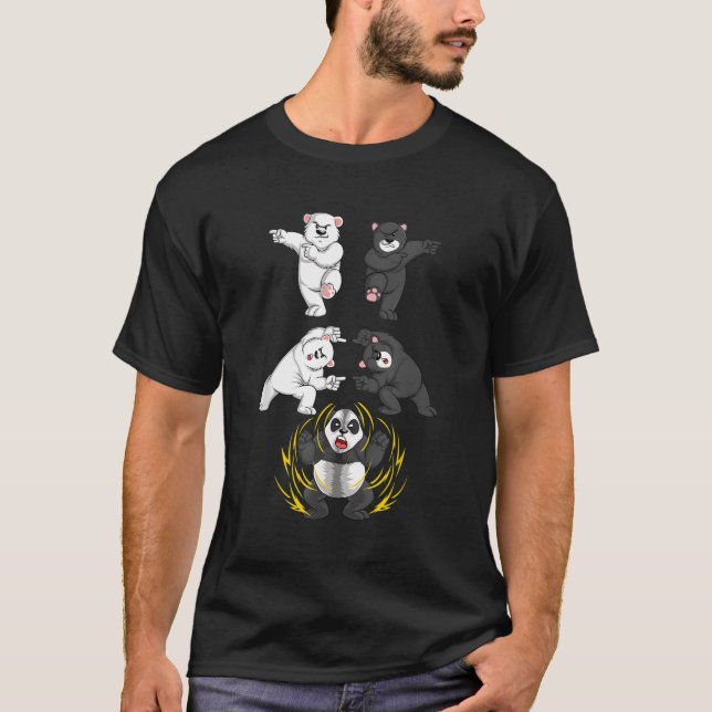 Camiseta Urso Negro E Branco Em Fusão De Panda (Frente)