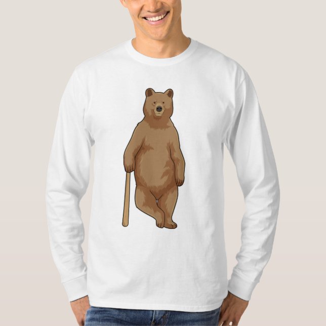 Camiseta Urso no Baseball com Baco de Beisebol (Frente)