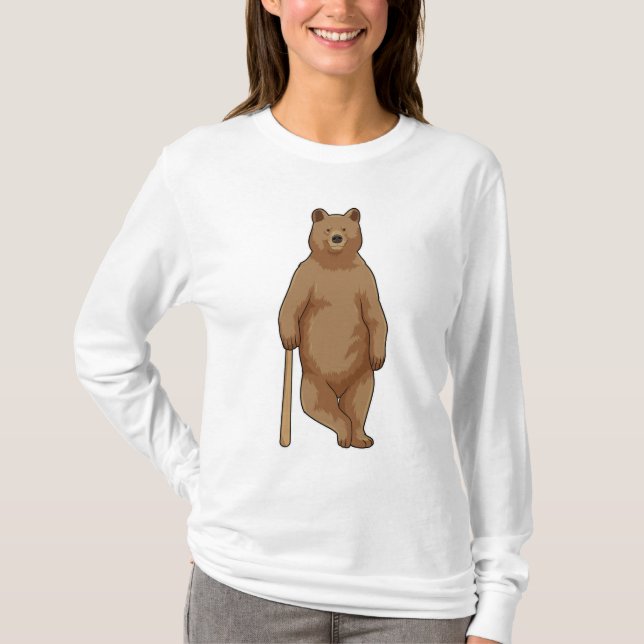 Camiseta Urso no Baseball com Baco de Beisebol (Frente)