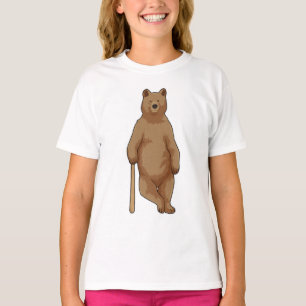 Camiseta Urso no Baseball com Baco de Beisebol