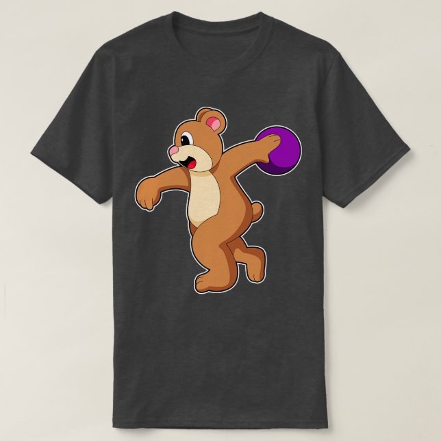 Camiseta Urso no Boliche com Bola de Boliche 3 (Frente do Design)