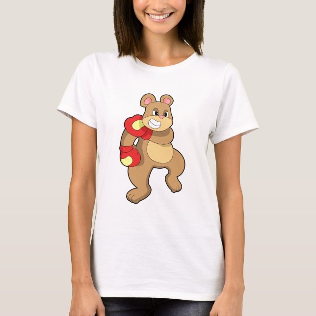 Camiseta Urso no Boxe com luvas de boxe (Frente)