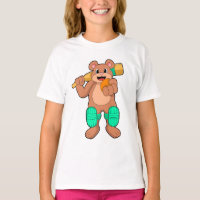 Urso no Cricket com bastão de Cricket