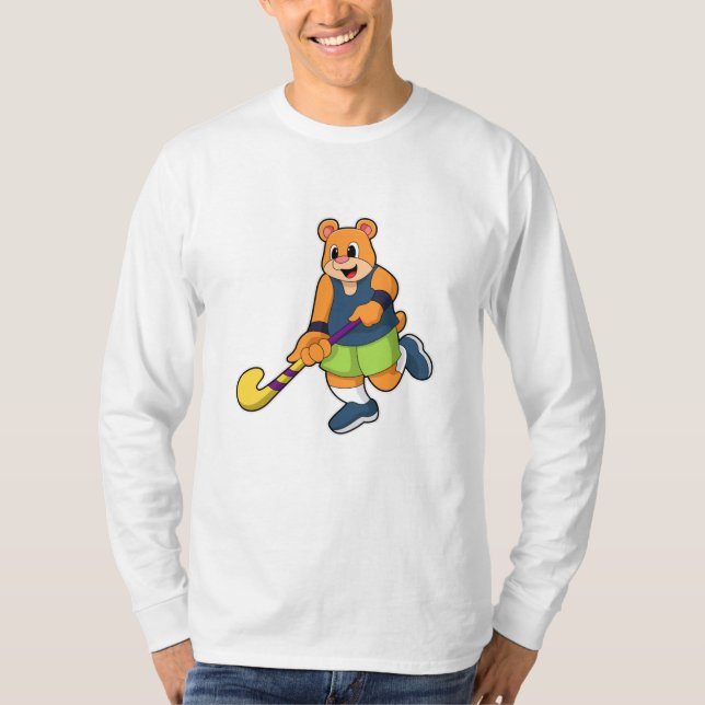 Camiseta Urso no Hockey com Taco de Hóquei (Frente)