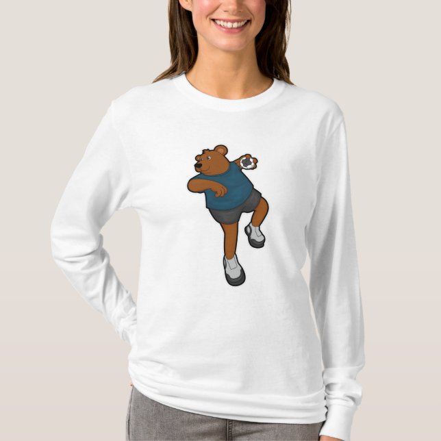 Camiseta Urso no Jogador de Andebol com o Handball (Frente)