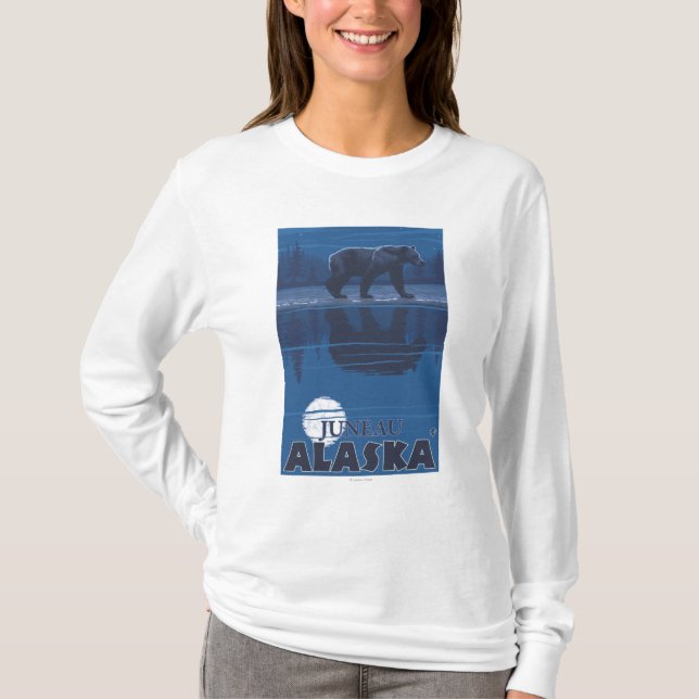 Camiseta Urso no luar - Juneau, Alaska (Frente)