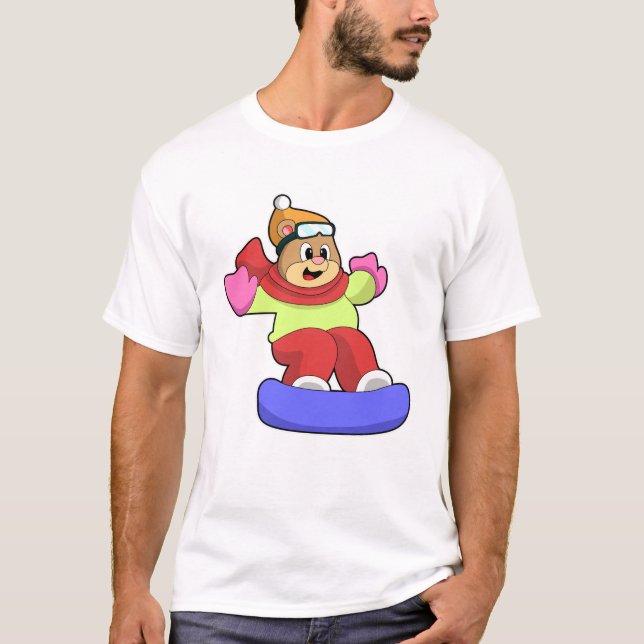 Camiseta Urso no Snowboard com Snowboard (Frente)