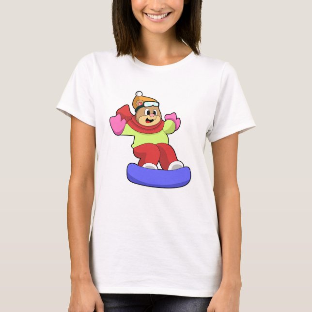 Camiseta Urso no Snowboard com Snowboard (Frente)