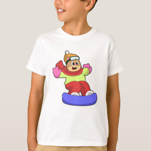 Camiseta Urso no Snowboard com Snowboard