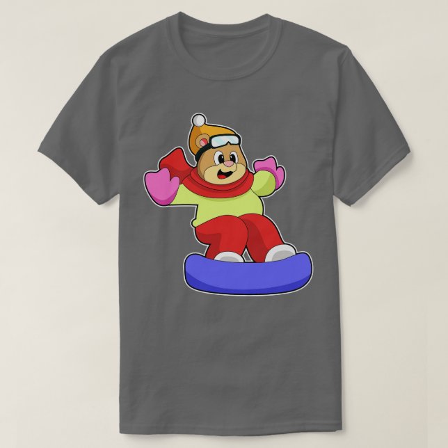 Camiseta Urso no Snowboard com Snowboard (Frente do Design)